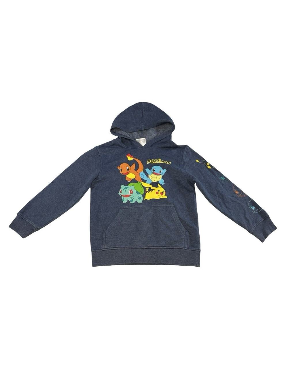 Pokémon Youth Small Navy Pullover Hoodie Pikachu Characters Small Sleeve Hole
